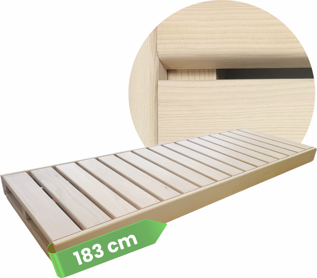 Saunabank Holz LARVIK Saunaliege Hemlock 3 Längen kürzbar 183 x 60 cm
