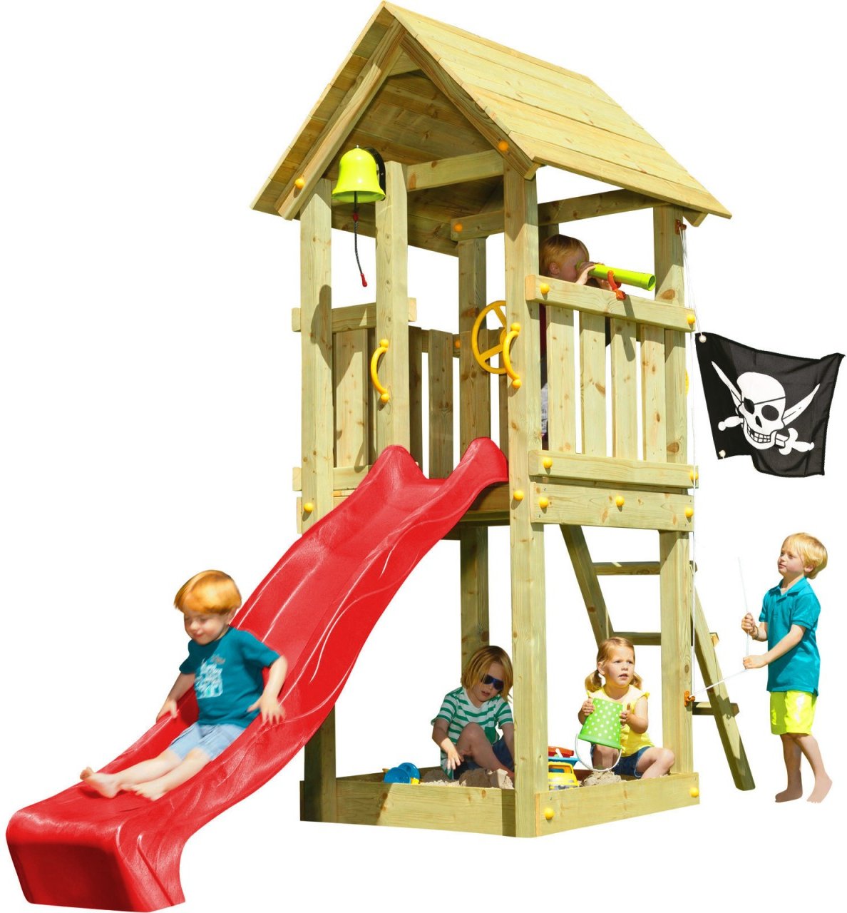 Thumbnail - Spielturm KIOSK mit Rutsche Rot 120 m
