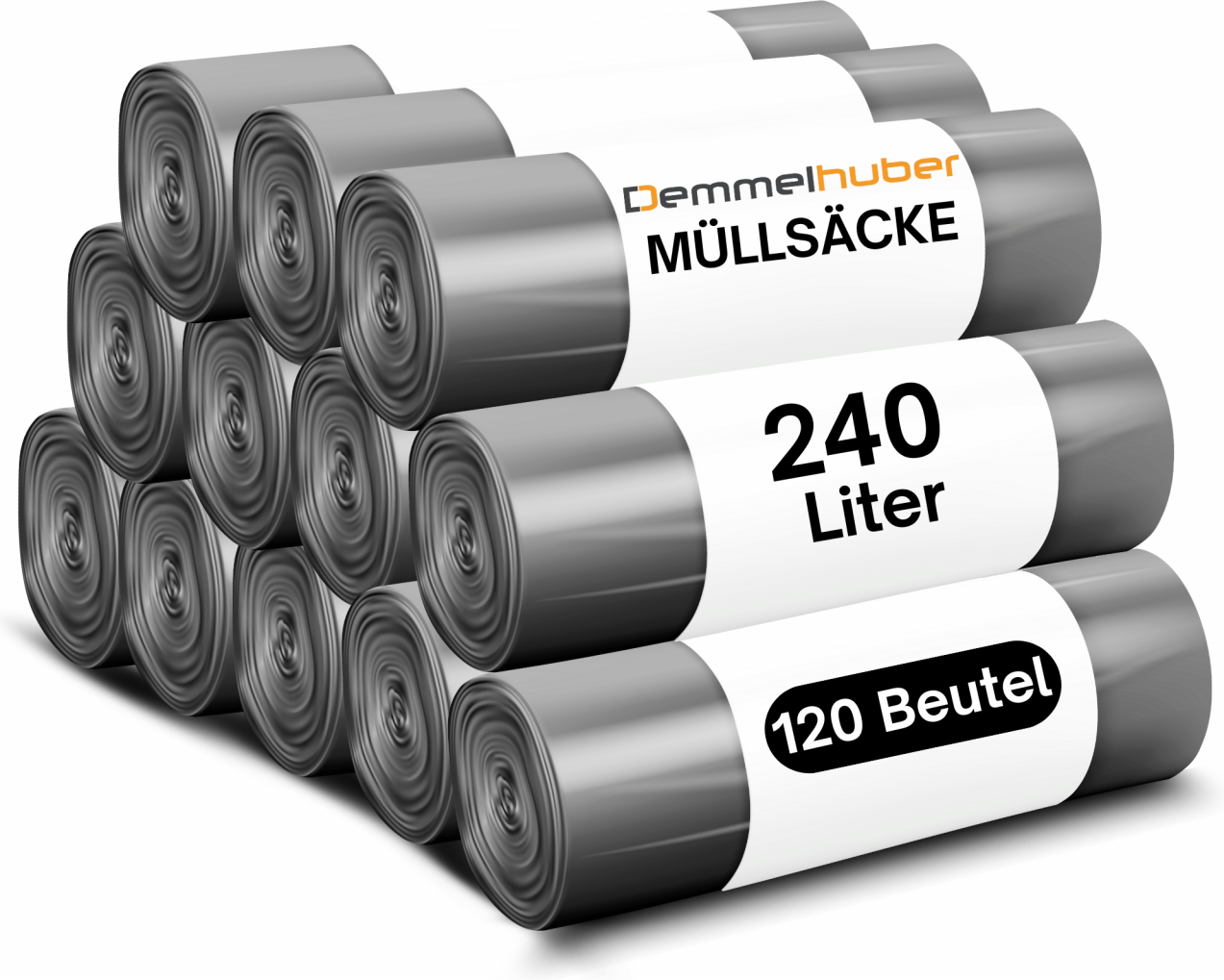 Müllsäcke 240 L extrastark 60 µm reißfest Müllbeutel Abfallbeutel Müllsack Mülltüte Abfallsäcke 12 Rollen (120 Säcke)