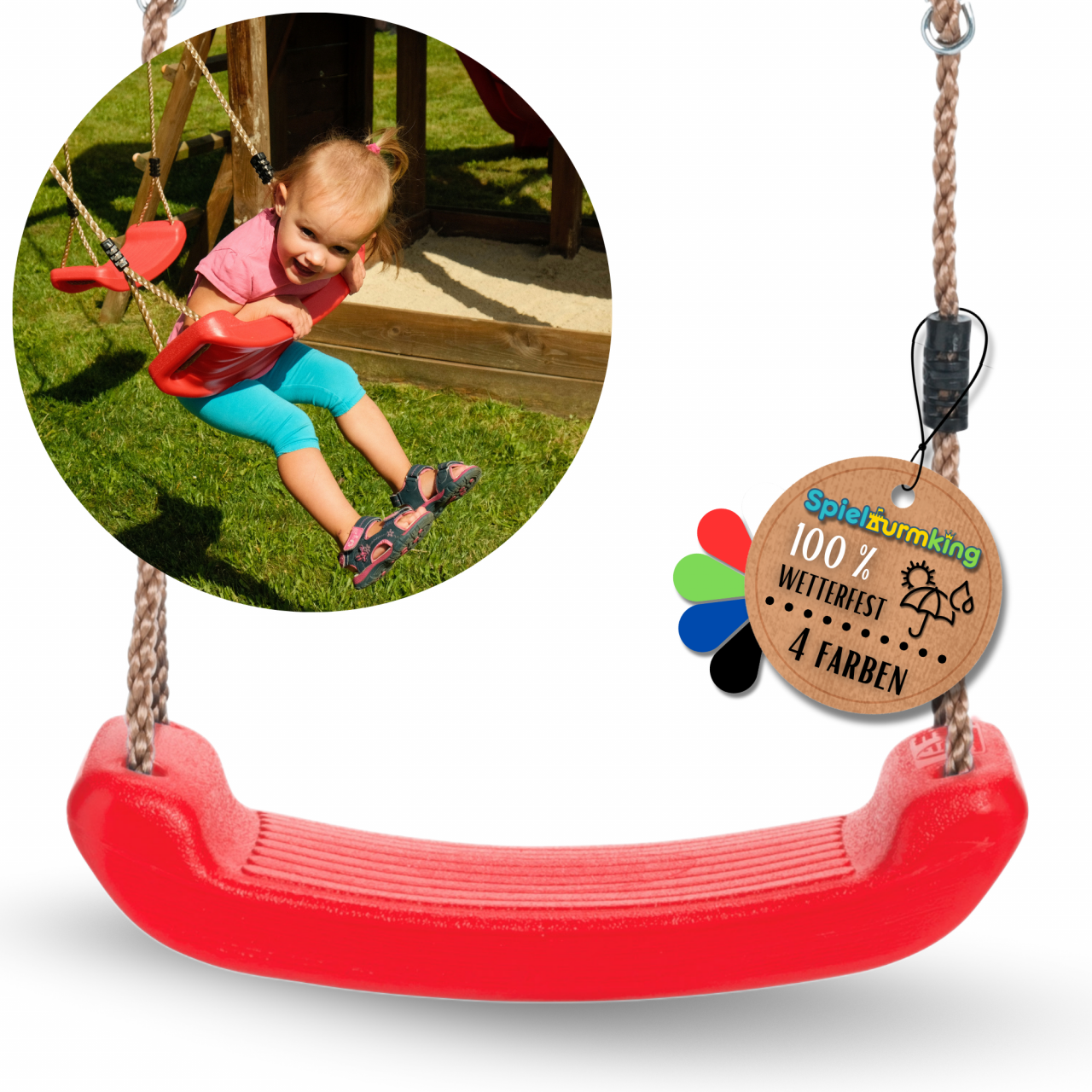 Schaukelsitz Kunststoff LEONIE wetterfest Robuste Schaukel für Spielturm & Garten Rot