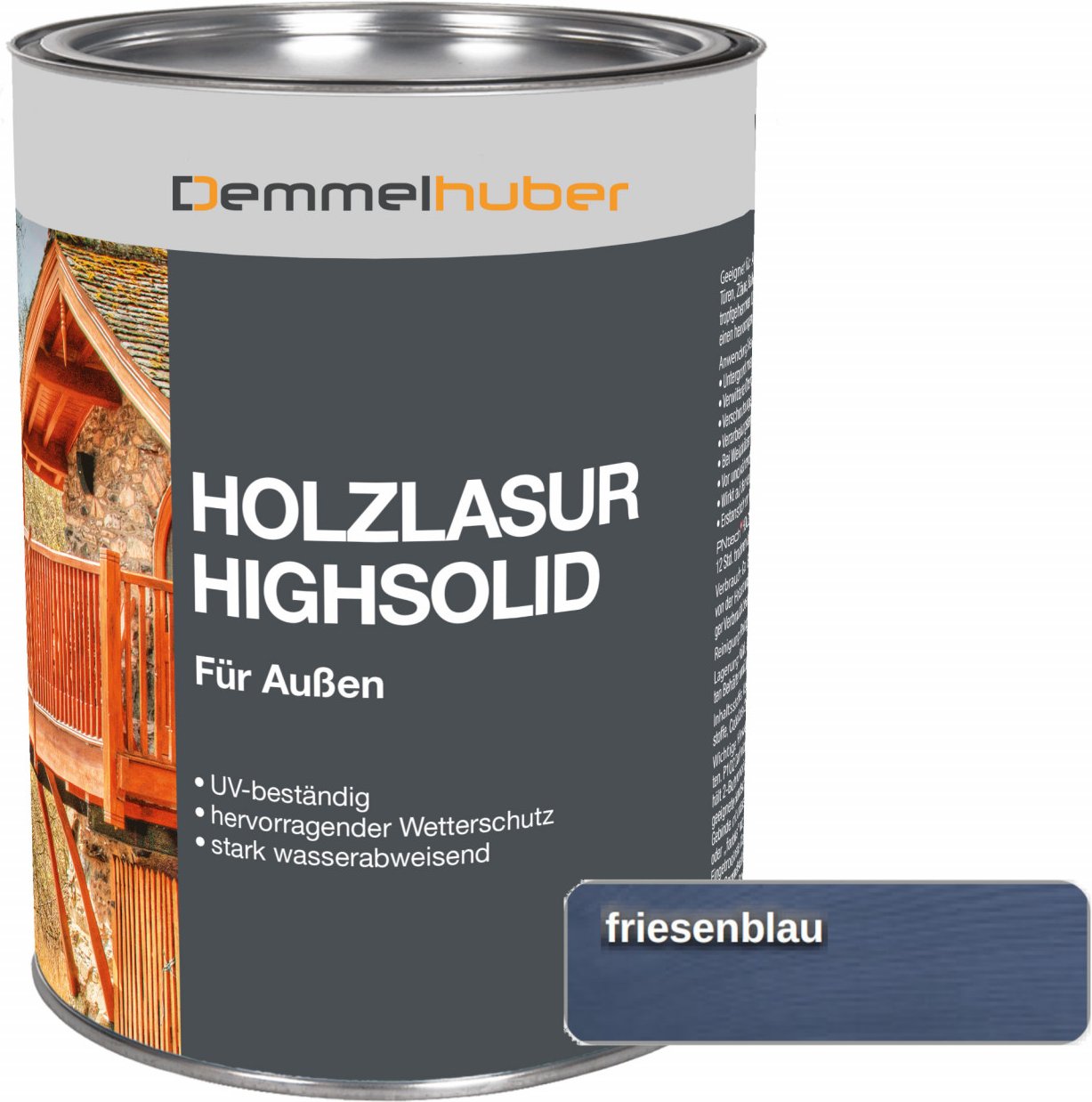 Holzschutzlasur HIGH SOLID Friesenblau 25 Liter