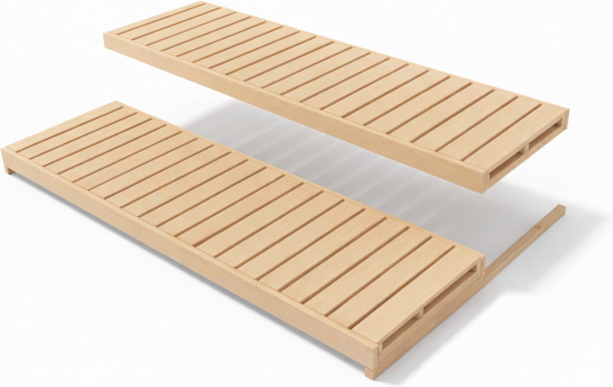 SaunabankSet FALUN 2 Saunaliegen aus Hemlock 183 x 60 cm