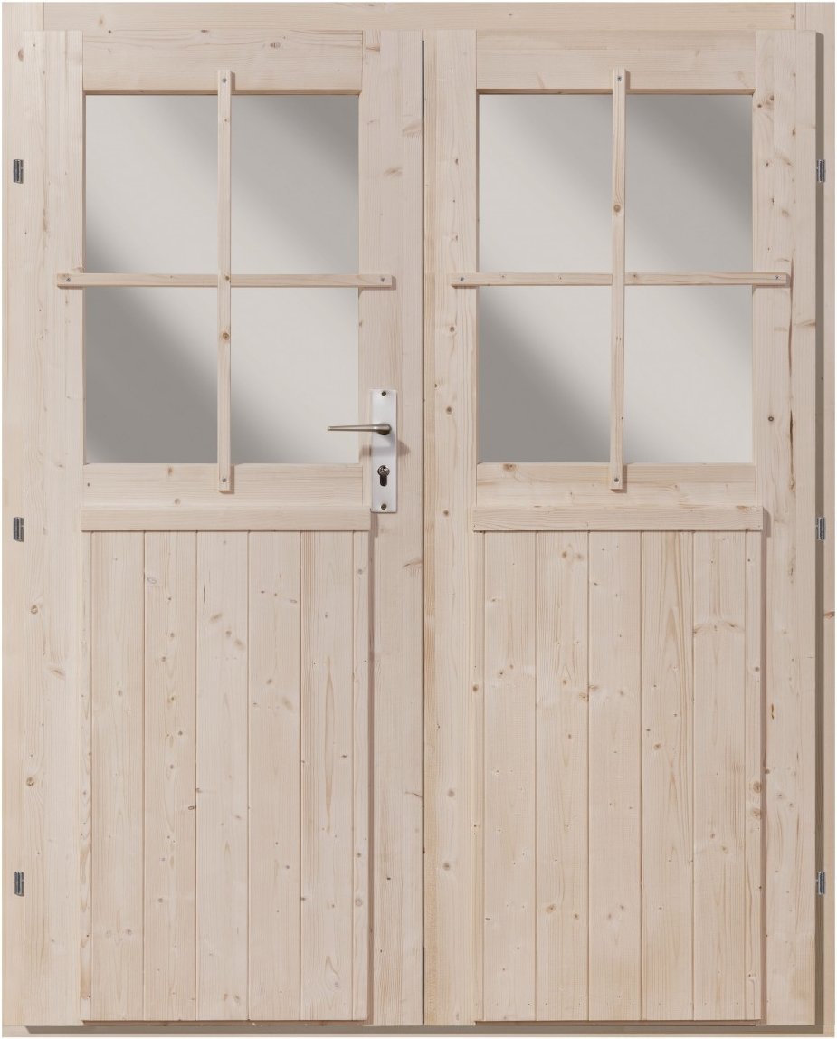 Gartenhaus Tür Doppelflügeltür 28 mm 141 x 177 cm