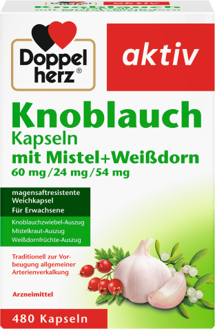 Knoblauch Kapseln mit Misteln + Weißdorn + Vitamin B1 (480 Kapseln)