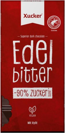 Vegane Edelbitter-Schokolade mit Xylit (80g)