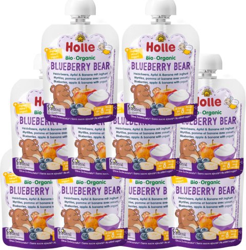 Bio Blueberry Bear - 10x85g - Pouchy Heidelbeere Apfel & Banane mit Joghurt ab dem 8. Monat