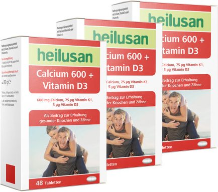 Heilusan Calcium 600 + Vitamin D3 3-Monatspackung (3x48 Tabletten)