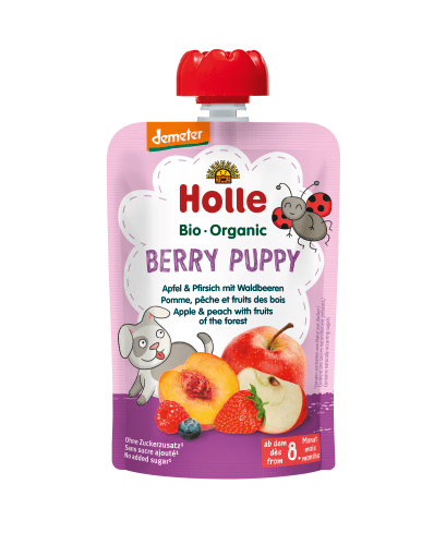 Demeter Berry Puppy - Pouchy Apfel & Pfirsich mit Waldbeere ab dem 8. Monat (100g)