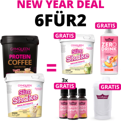 NEW YEAR DEAL: 6Für2 Abnehmpaket XL mit GRATIS Slim Shake + Zero Drink + 3x Tasty Drops und Shaker