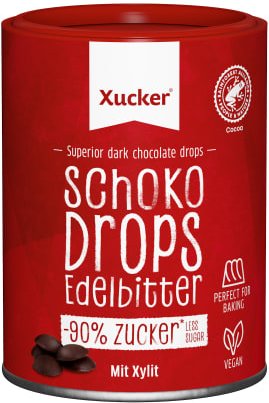 Vegane Schokodrops Edelbitter mit finnischem Xylit (200g)