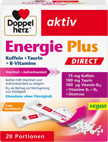 Thumbnail - Energie Plus Koffein + Taurin + B-Vitamine Direct (20 Portionsbeutel)