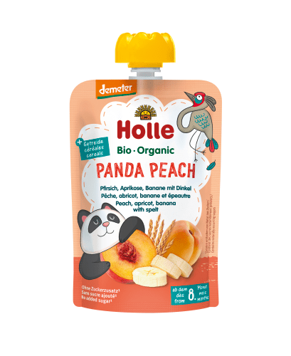 Demeter Panda Peach - Pouchy Pfirsich Aprikose Banane mit Dinkel ab dem 8. Monat (100g)
