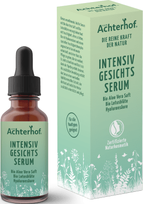 Intensiv Gesichtsserum mit Bio Aloe Vera Saft + Bio Lotosblüte und Hyaluronsäure (30ml)