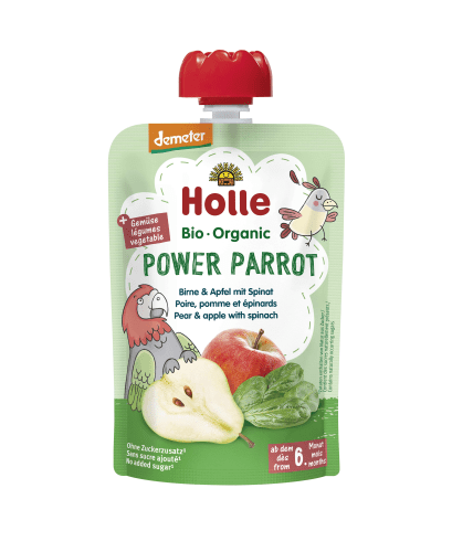 Demeter Power Parrot - Pouchy Birne mit Apfel & Spinat ab dem 6. Monat (100g)