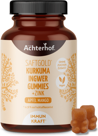 Saftgold Kurkuma Ingwer Gummies Apfel Mango + Zink (75 Stück)
