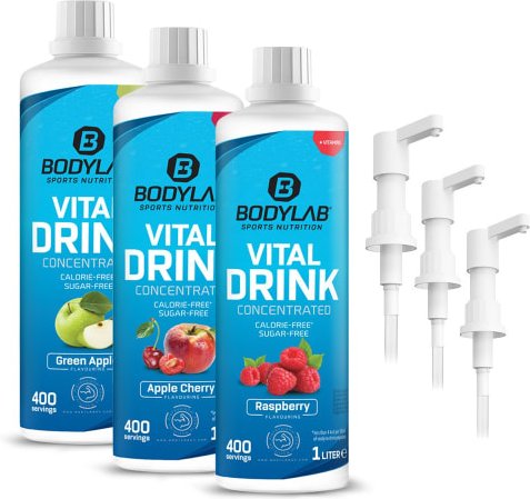 3 x Vital Zero Drink (je 1000ml) + 3 x Dosierpumpe/-spender