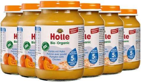 Kürbis mit Huhn - 6x190g - Bio ab dem 5. Monat