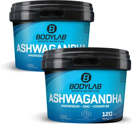 2 x Bodylab Ashwagandha + Magnesium - Zinc - Vitamin B6 (je 120 Kapseln)