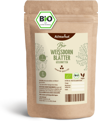 Weißdornblätter mit Blüten geschnitten Bio (500g)