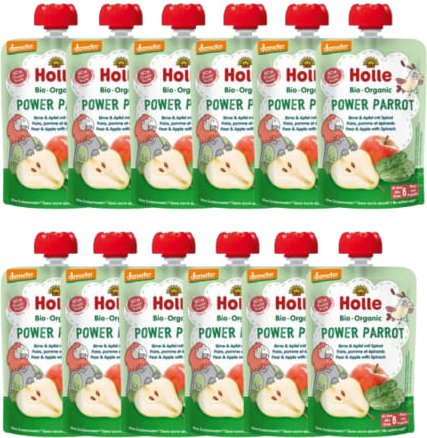 Demeter Power Parrot - 12x100g - Pouchy Birne mit Apfel & Spinat ab dem 6. Monat