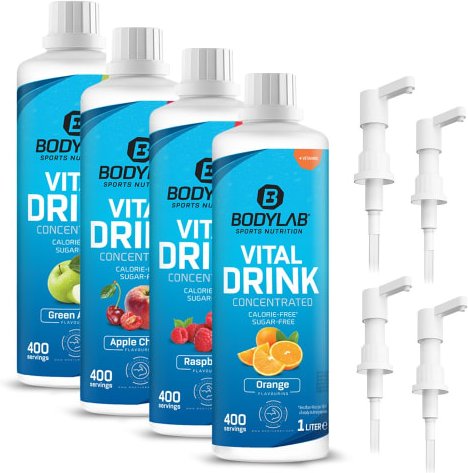 4 x Vital Zero Drink (je 1000ml) + 4 x Dosierpumpe/-spender