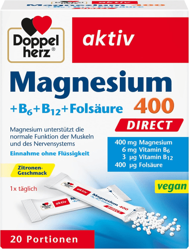 Thumbnail - Magnesium 400 + B-Vitamine direct (20 Portionsbeutel)