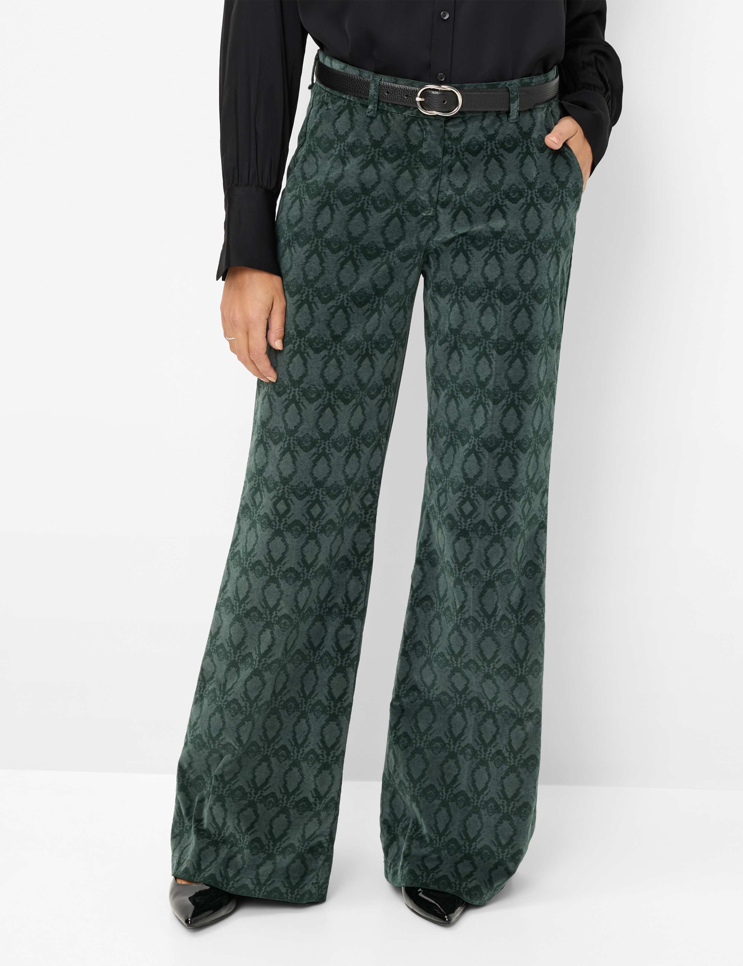 Brax Damen Palazzohose Style MAINE LASER MIDNIGHT FOREST, dunkelgrün, Gr. 42K