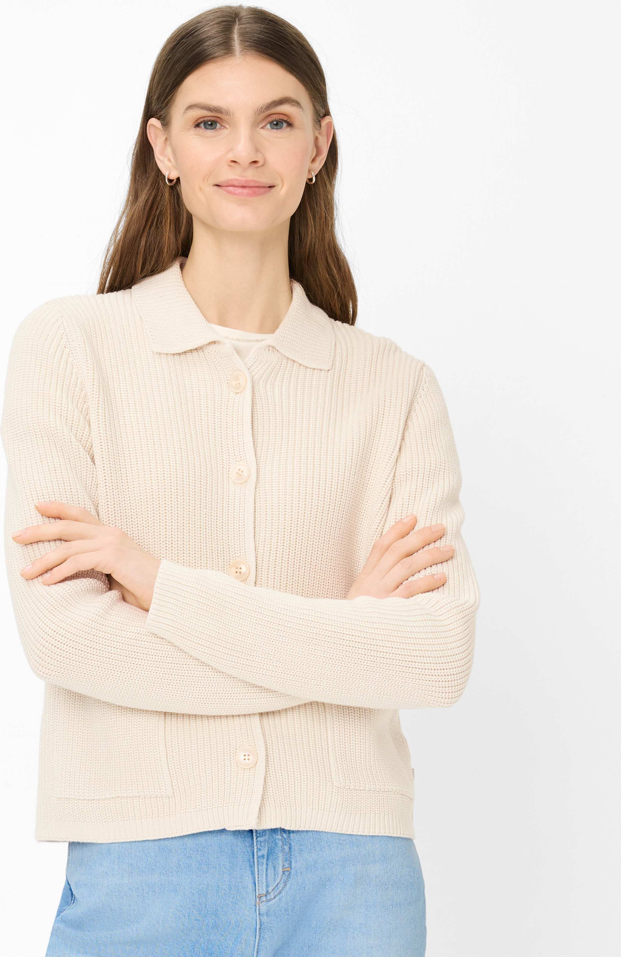 Brax Damen Strickjacke Style AMI dark ecru, hellbeige, Gr. 36