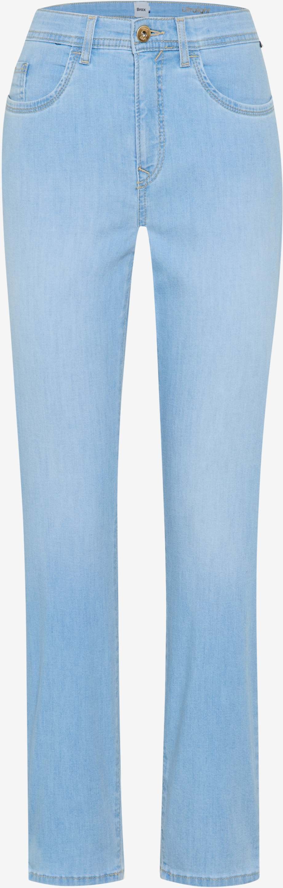 Brax Damen Five-Pocket-Hose Style CAROLA S USED BLEACHED BLUE, denim hellblau, Gr. 44L