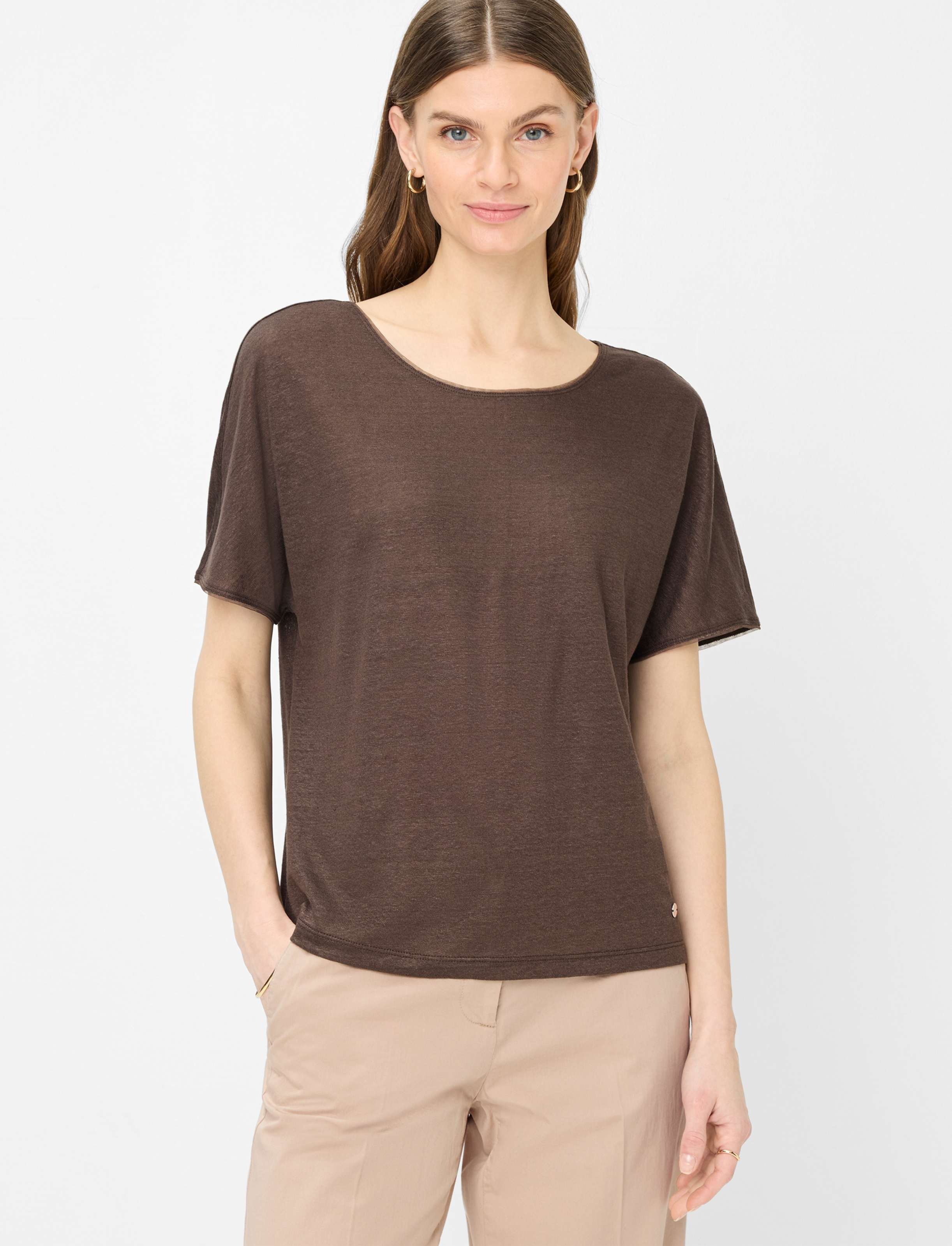 Brax Damen Shirt Style CAELEN S dark ebony, dunkelbraun, Gr. 46