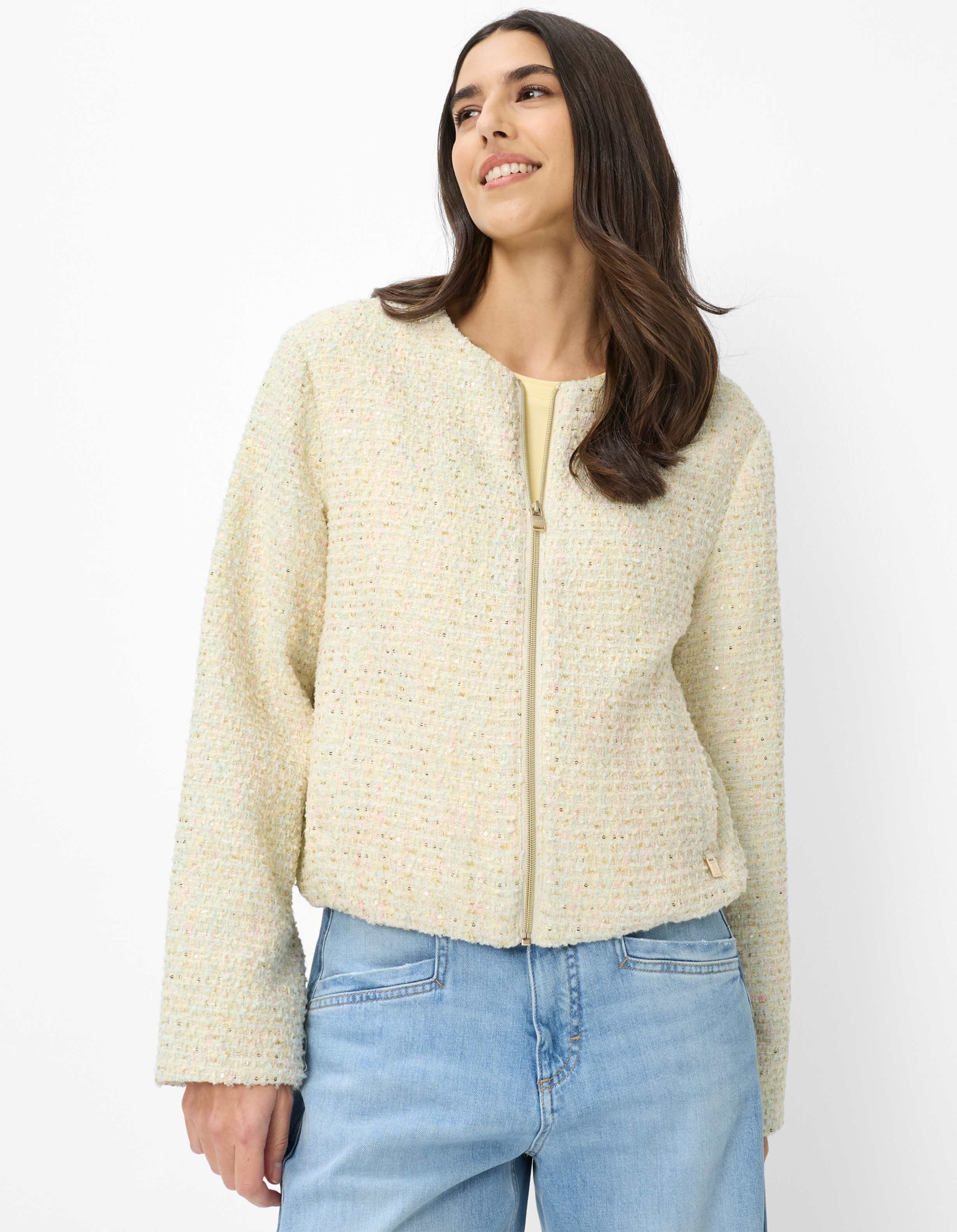 Brax Damen Jacke Style LYON soft ecru, cremeweiß, Gr. 38