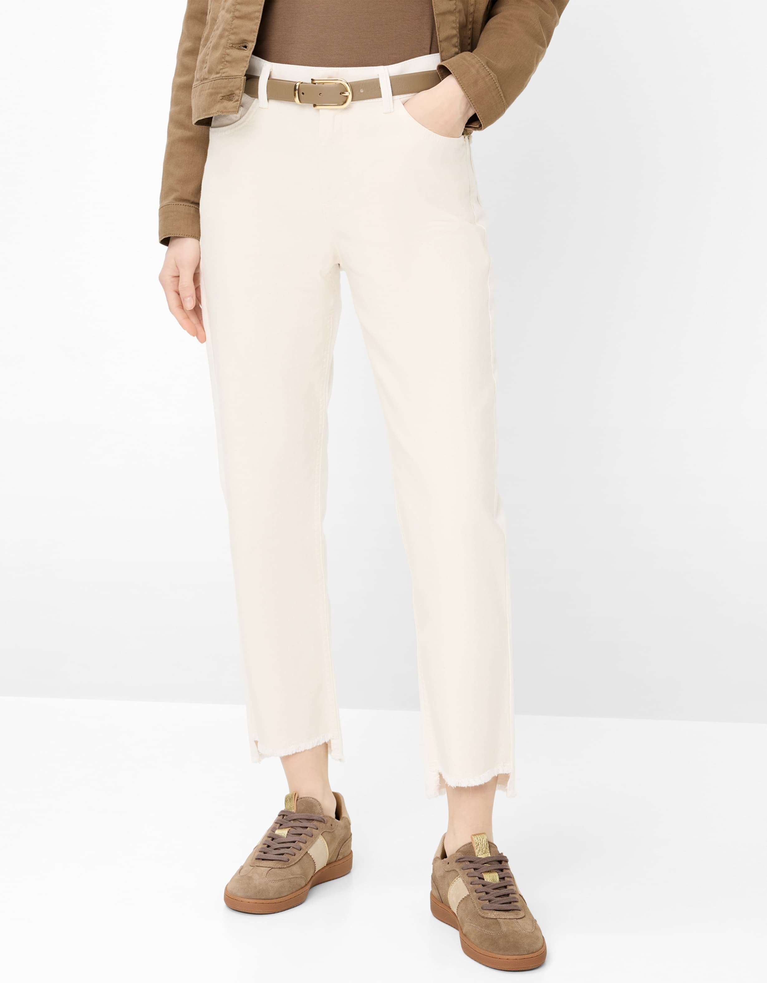 Brax Damen Five-Pocket-Hose Style MADISON S SOFT ECRU, denim cremeweiß, Gr. 38