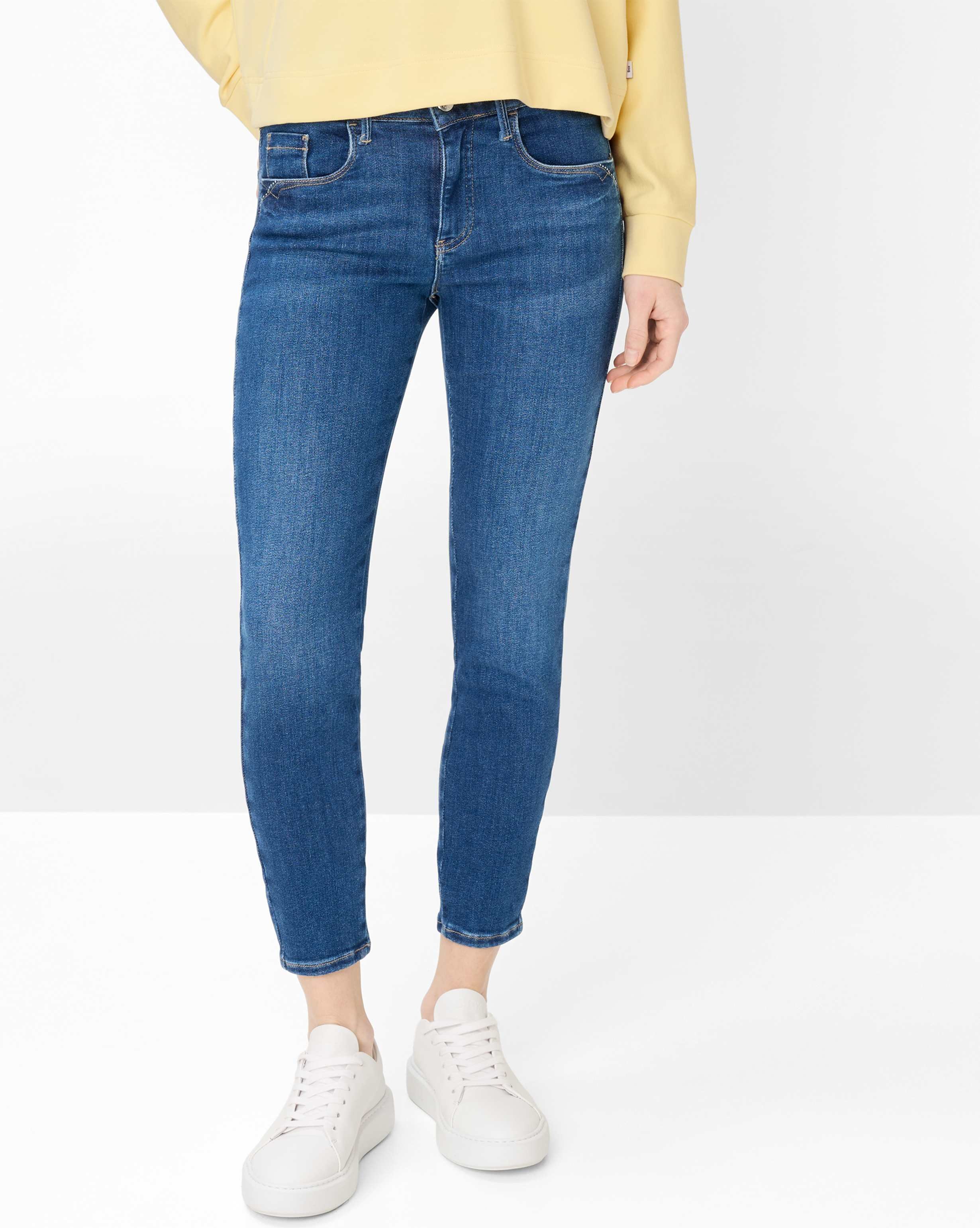 Brax Damen Five-Pocket-Hose Style ANA S USED REGULAR BLUE, denim blau, Gr. 42L