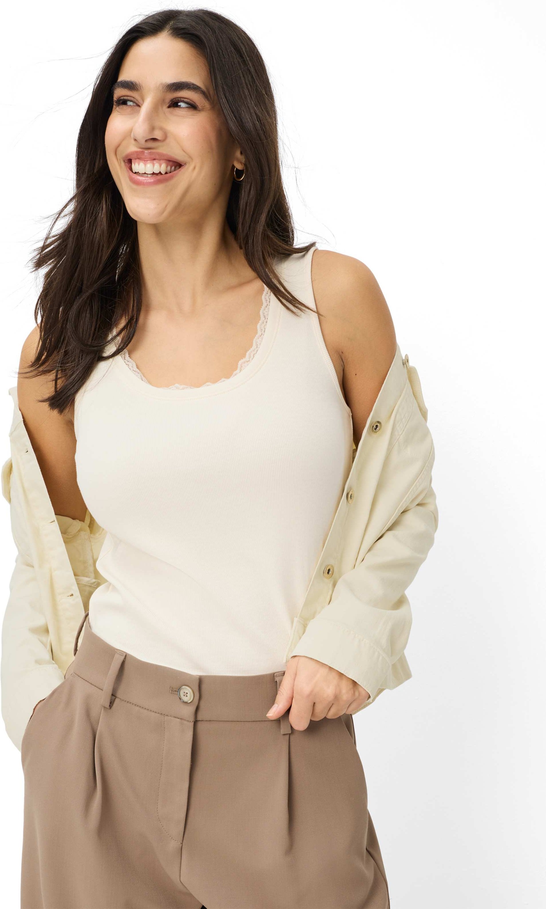 Brax Damen Tanktop Style IVY soft ecru, cremeweiß, Gr. 38