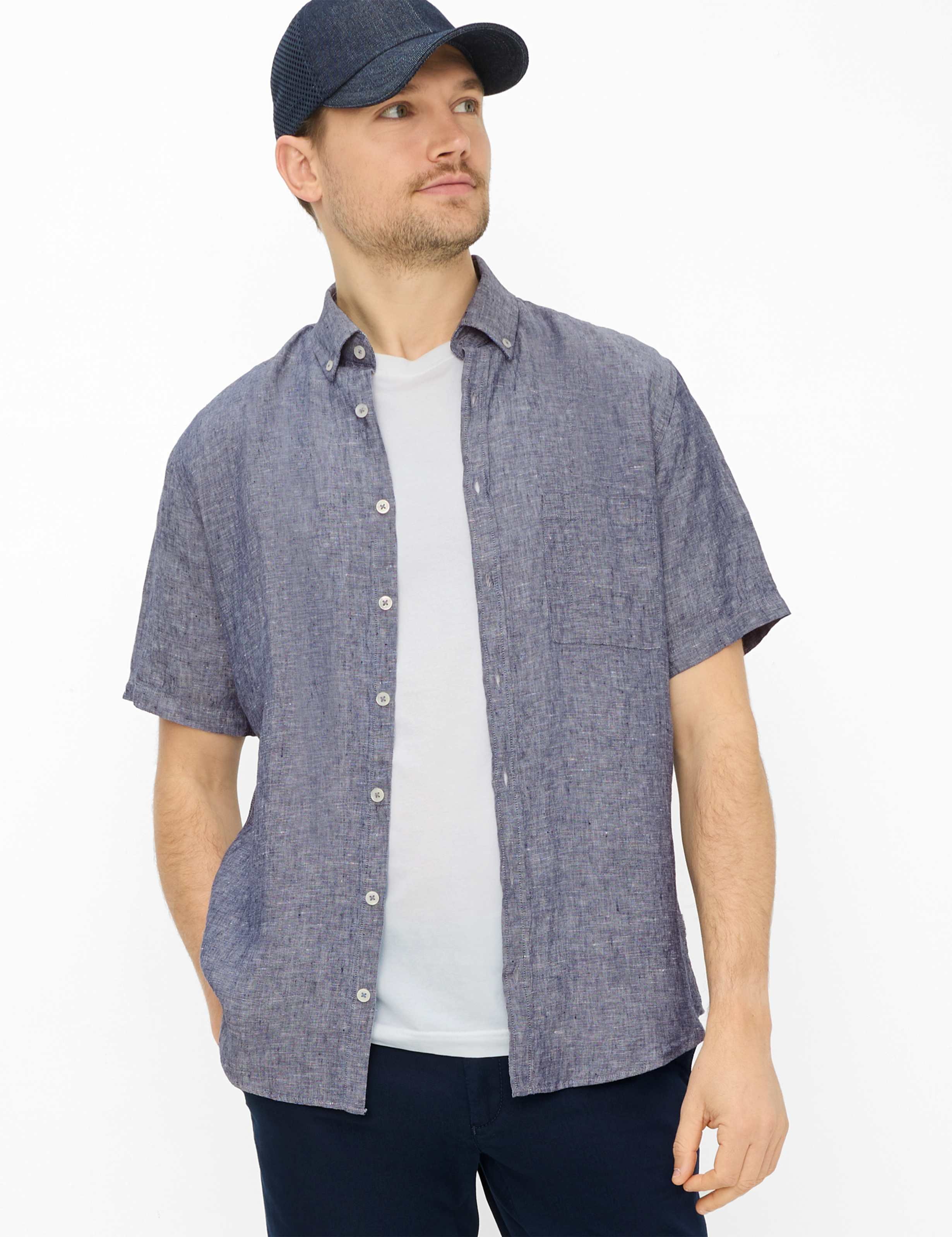 Brax Herren Hemd Style DAN marine, Blau, Gr. L