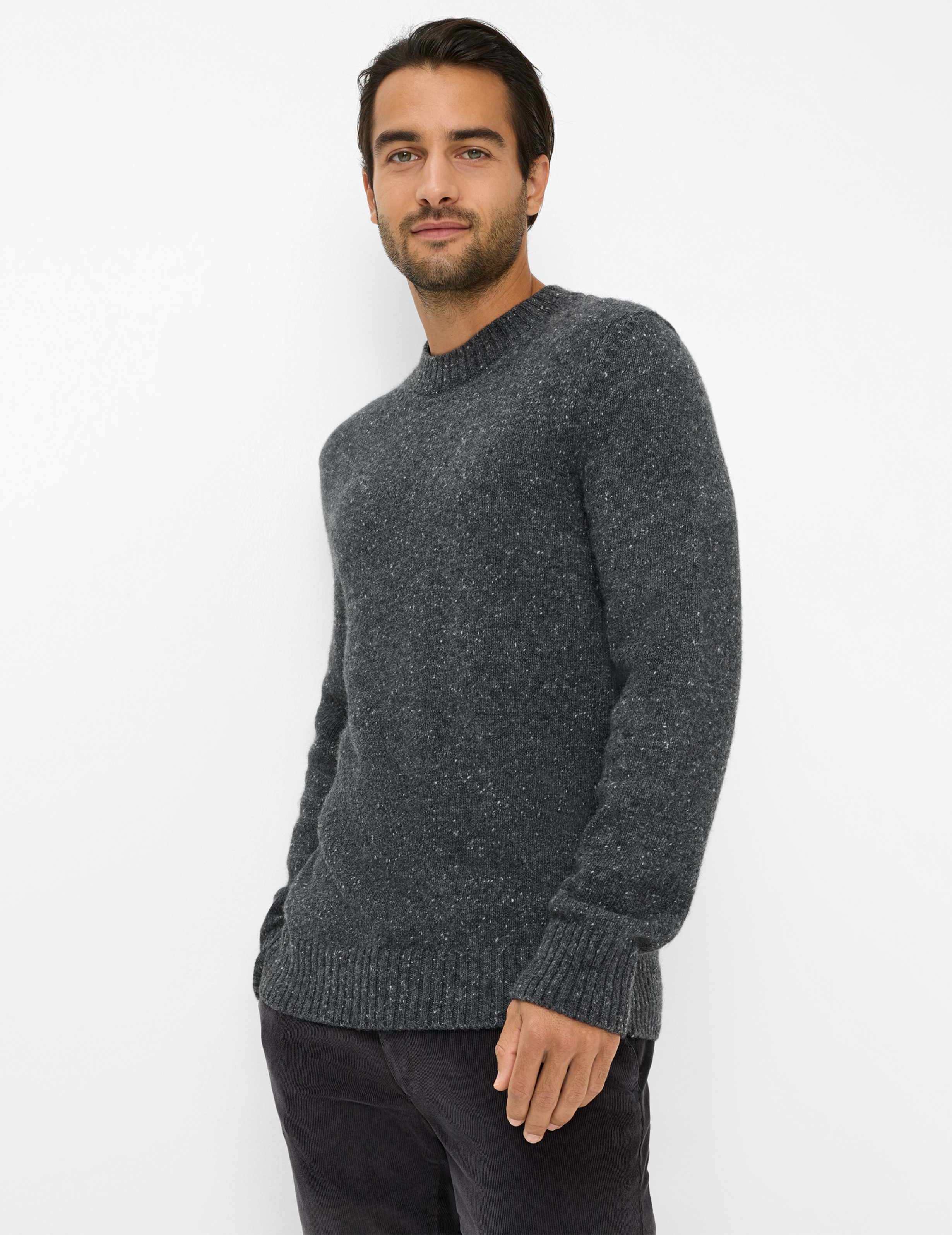 Thumbnail - Brax Herren Strickpullover Style BUDDY cement, dunkelgrau, Gr. XL