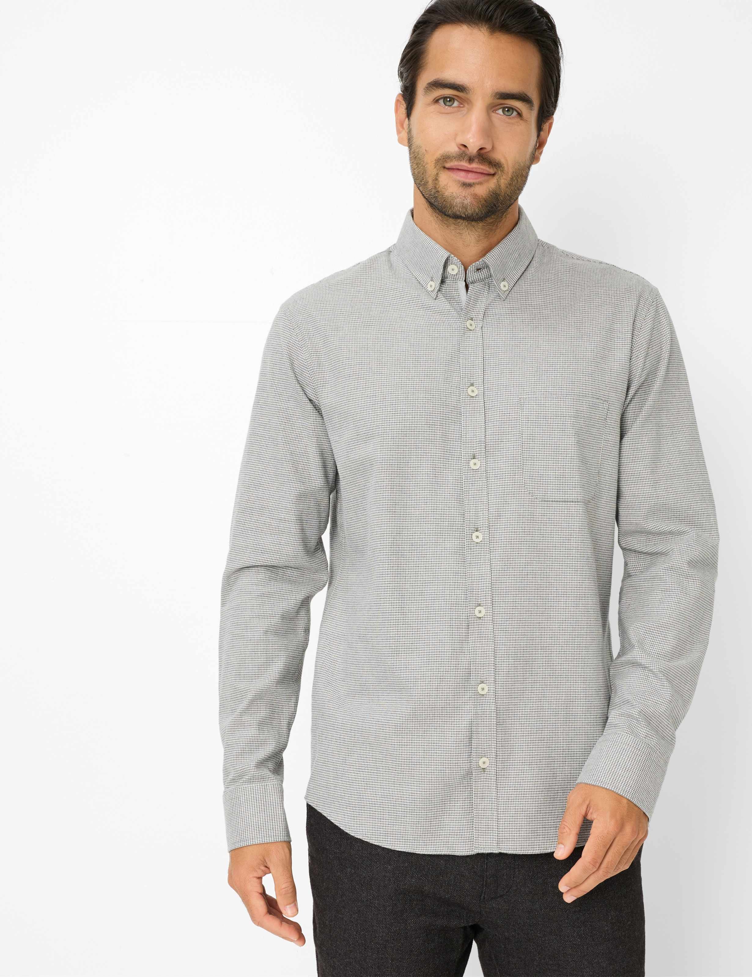 Brax Herren Hemd Style DANIEL platin, hellgrau, Gr. M