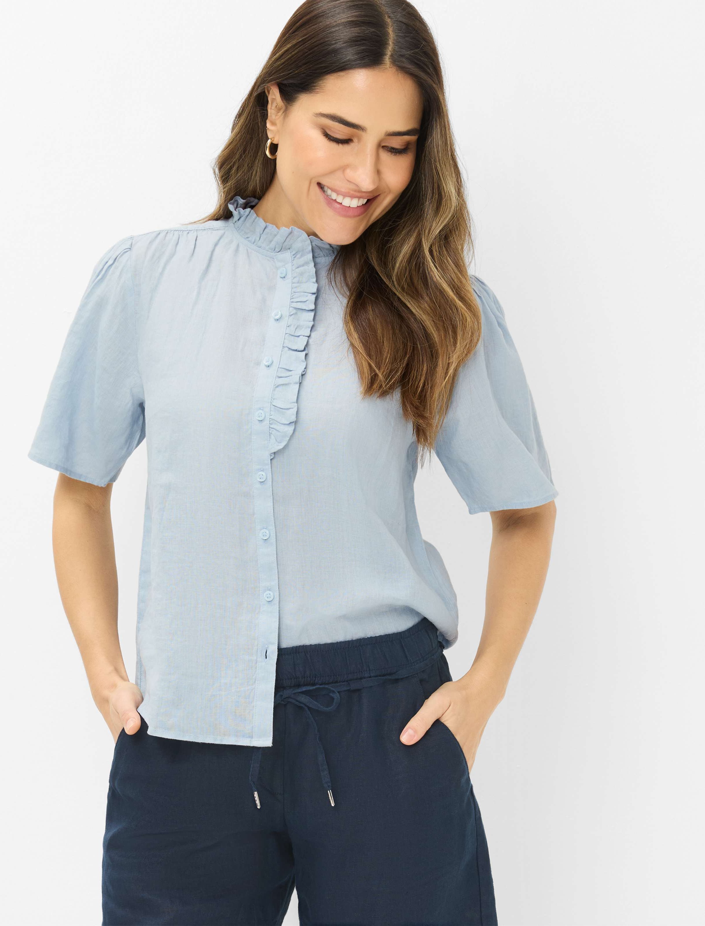 Brax Damen Bluse Style VIVE vintage blue, hellblau, Gr. 38