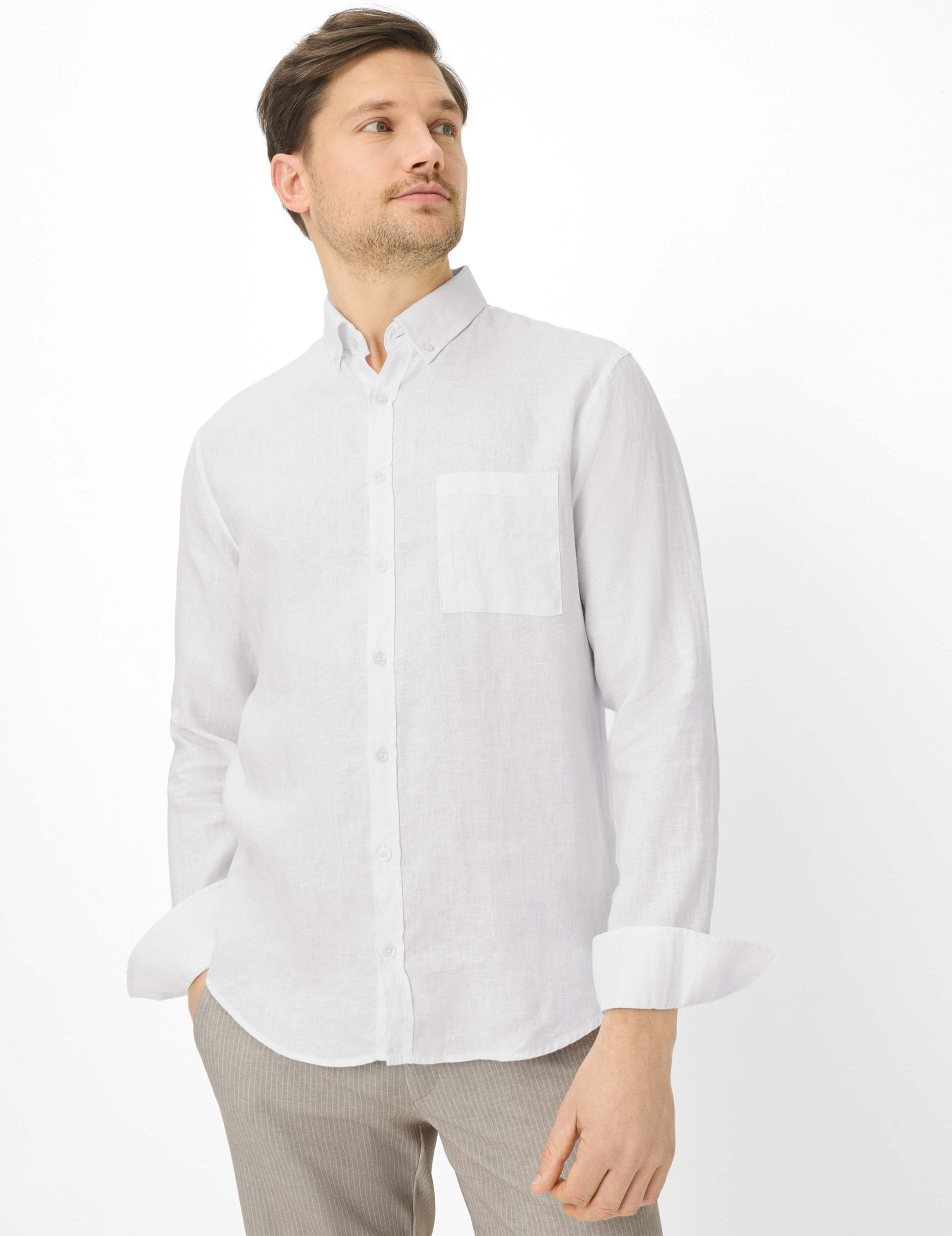 Brax Herren Hemd Style DANIEL white, weiß, Gr. L