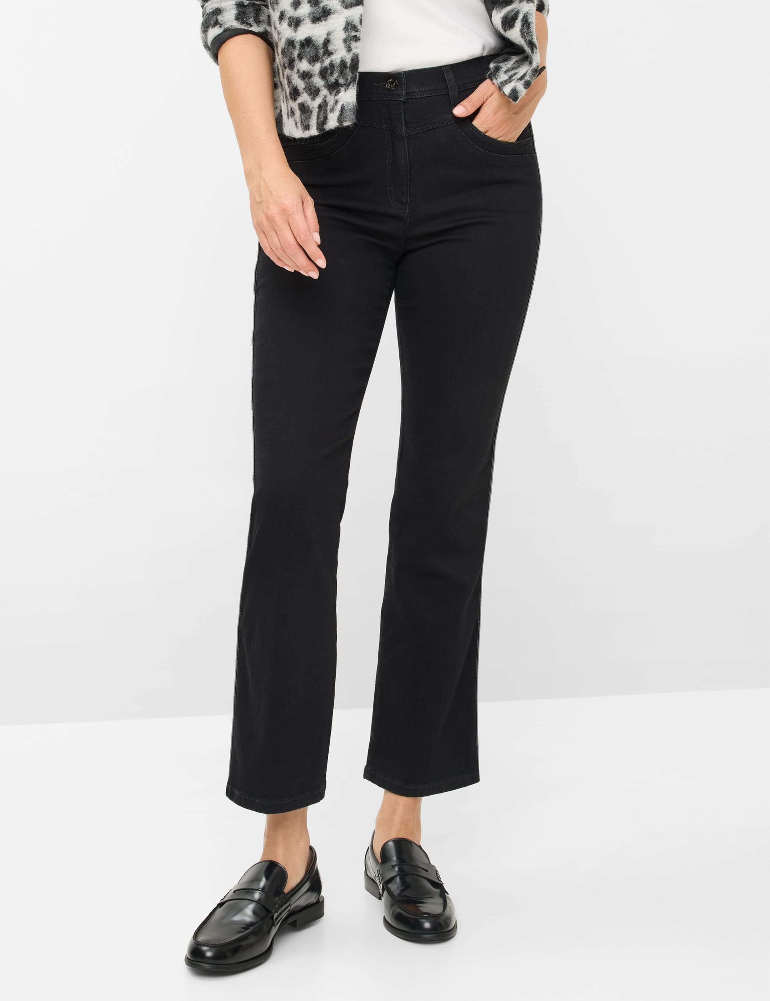 Raphaela by Brax Damen Five-Pocket-Hose Style LAURA KICK BLACK, denim schwarz, Gr. 46