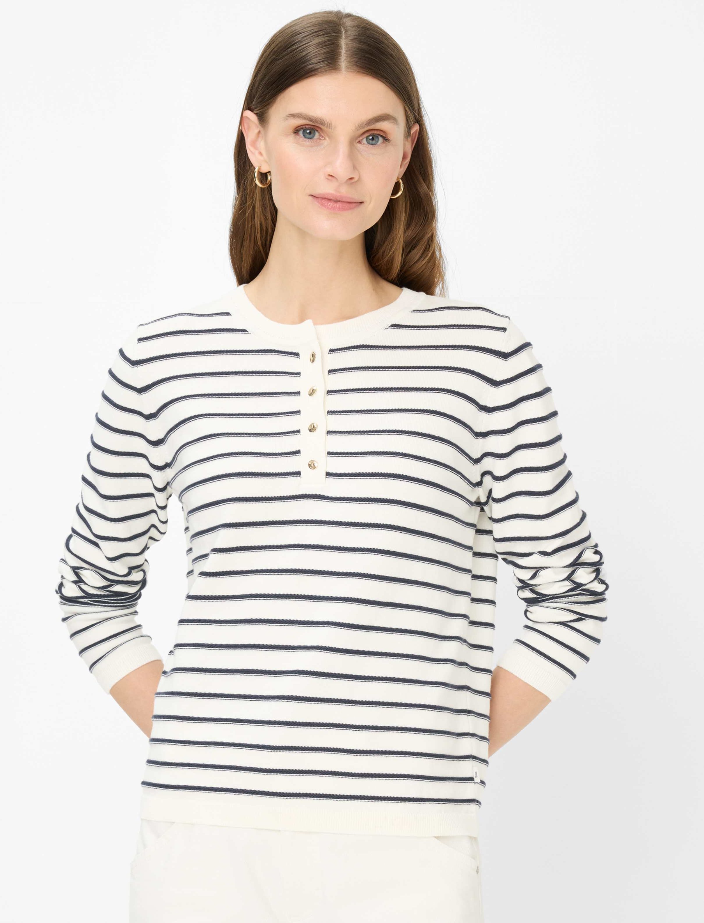 Brax Damen Strickpullover Style LUCY navy, cremeweiß, Gr. 38