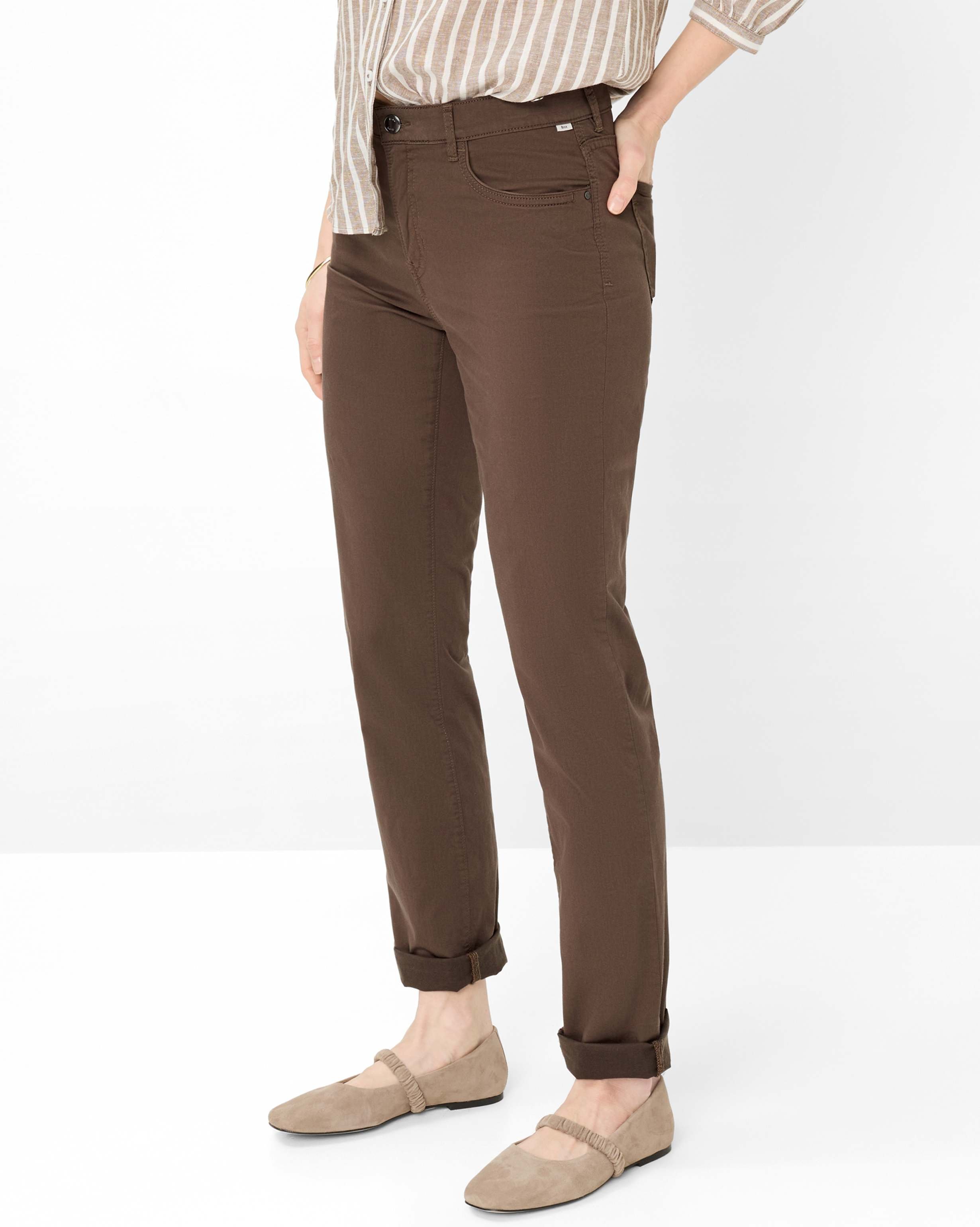 Brax Damen Five-Pocket-Hose Style CAROLA DARK EBONY, dunkelbraun, Gr. 44