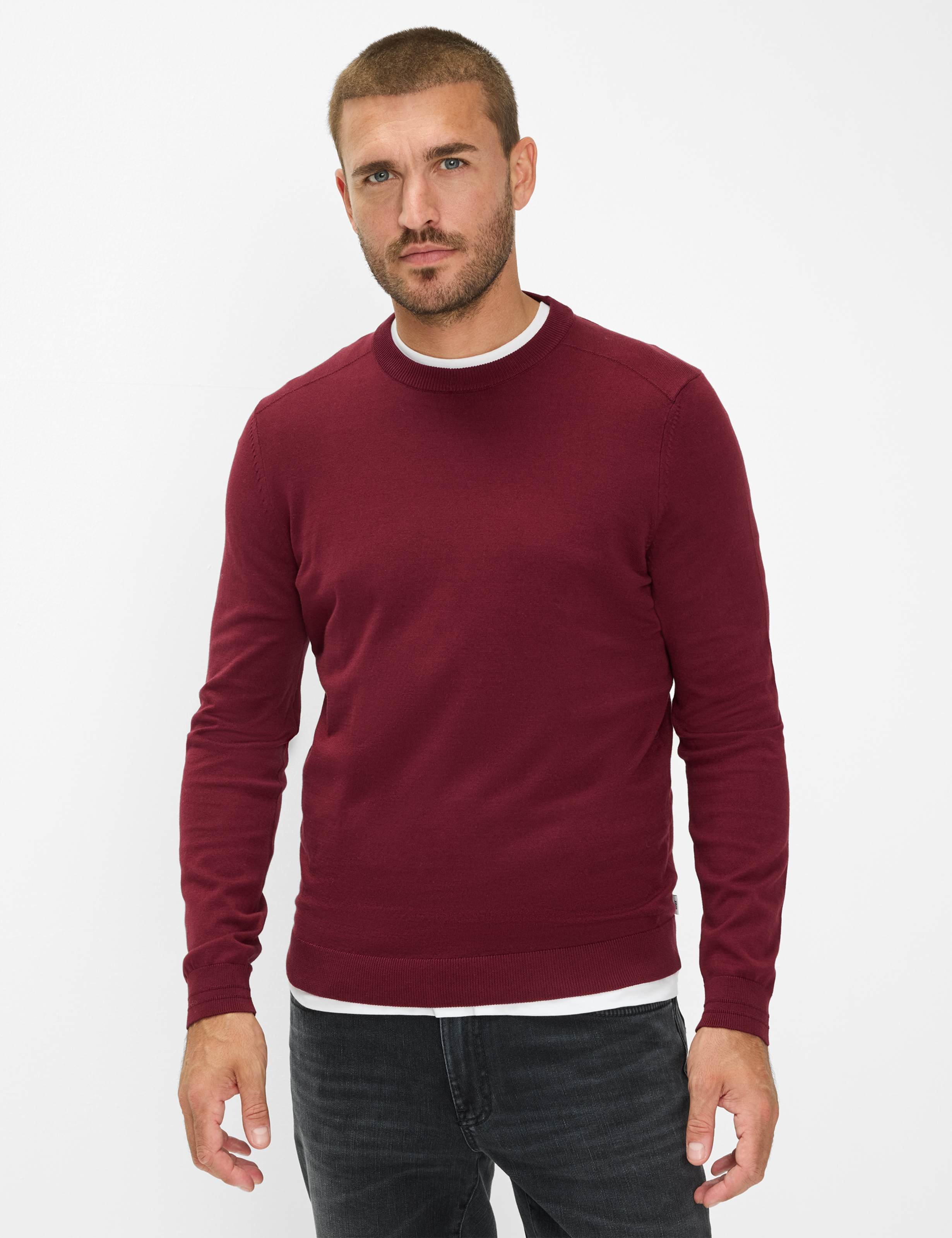 Thumbnail - Brax Herren Strickpullover Style RICK velvet, dunkelrot, Gr. 4XL