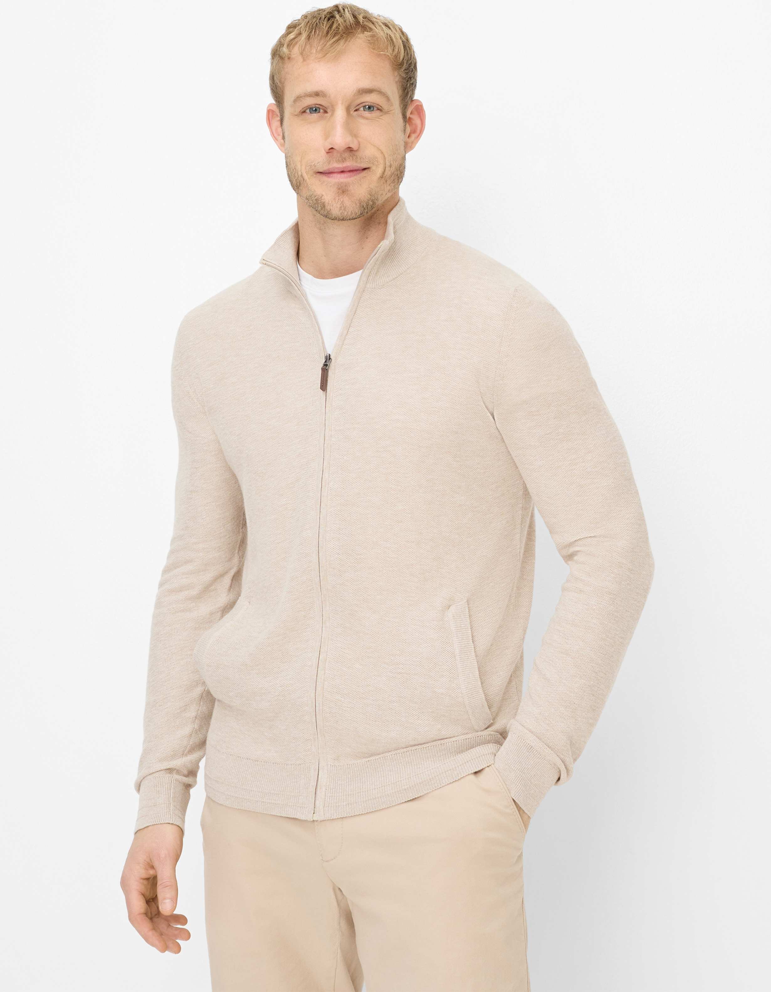 Brax Herren Strickjacke Style JAKE beach, Beige, Gr. S