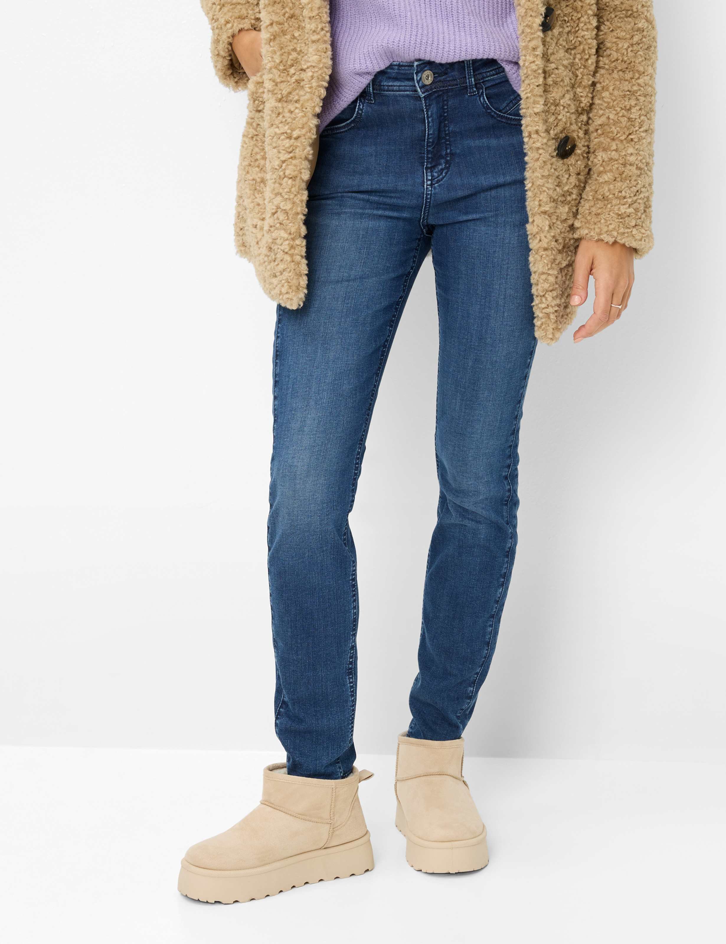 Brax Damen Röhrenjeans Style SHAKIRA USED REGULAR BLUE, denim blau, Gr. 42K