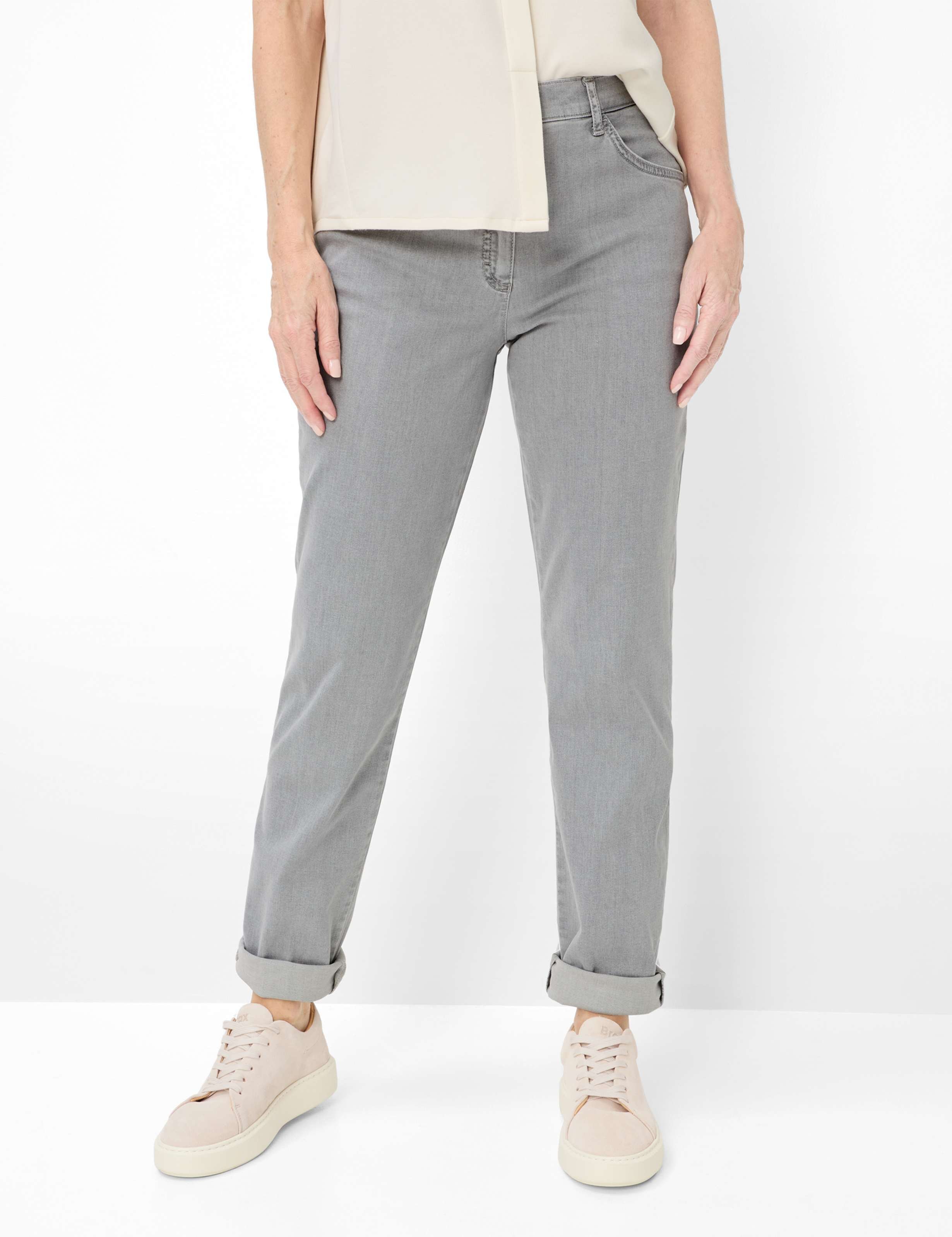 Raphaela by Brax Damen Five-Pocket-Hose Style CORRY VERY LIGHT GREY,SLIGHTLY USED, denim hellgrau, Gr. 50K