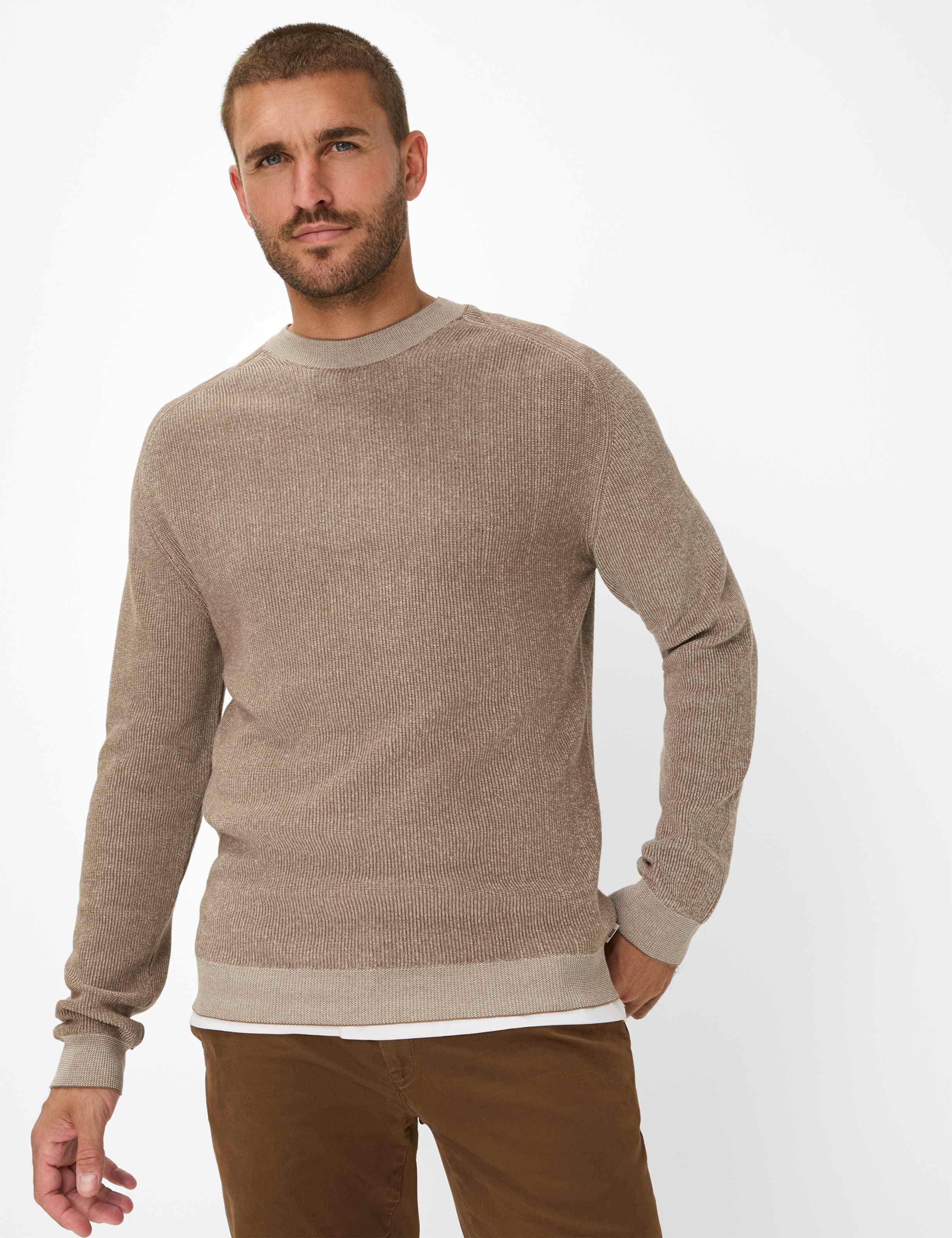 Thumbnail - Brax Herren Strickpullover Style ROB truffle, hellbraun, Gr. L