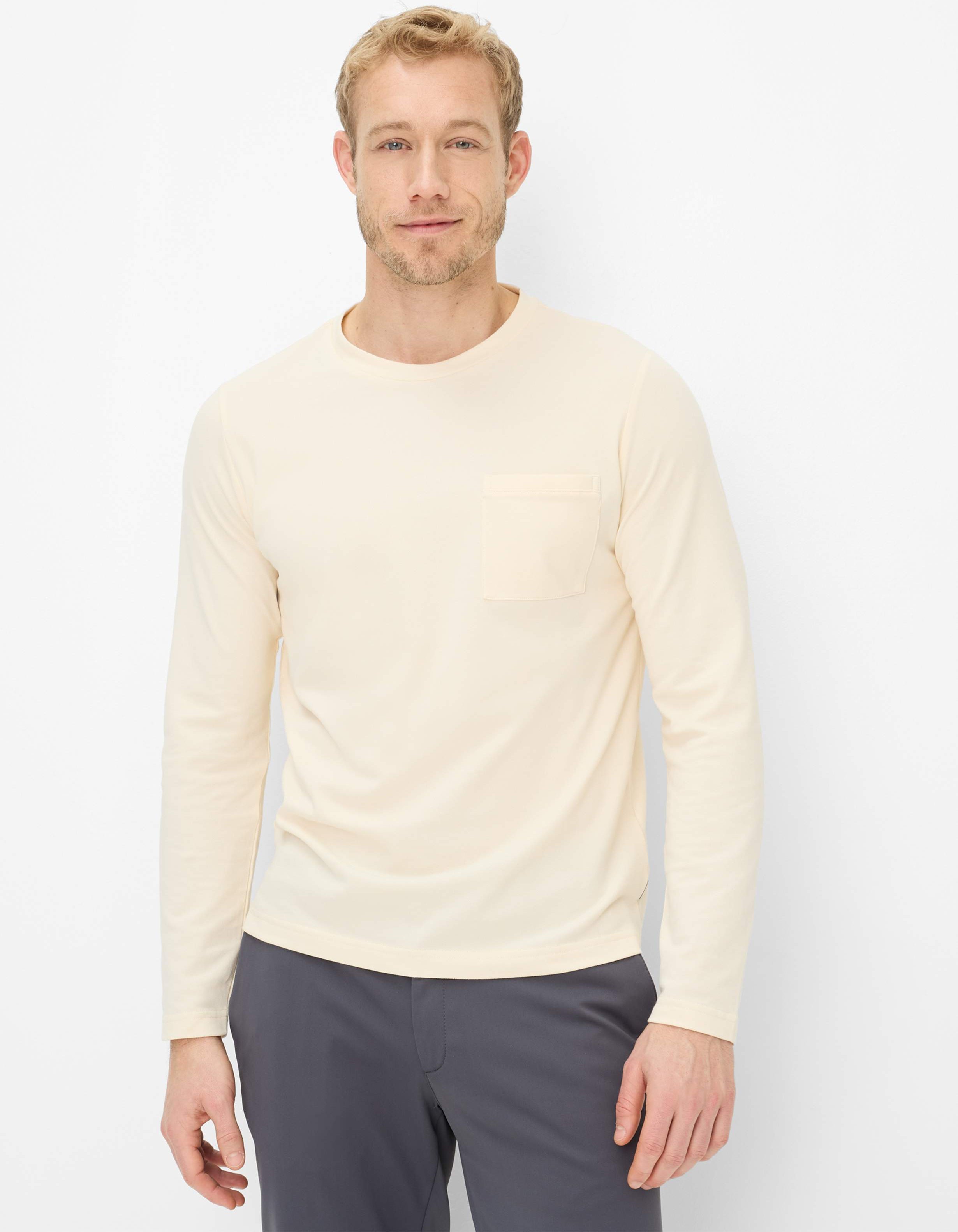 Brax Herren Shirt Style TIMON cream, cremeweiß, Gr. M