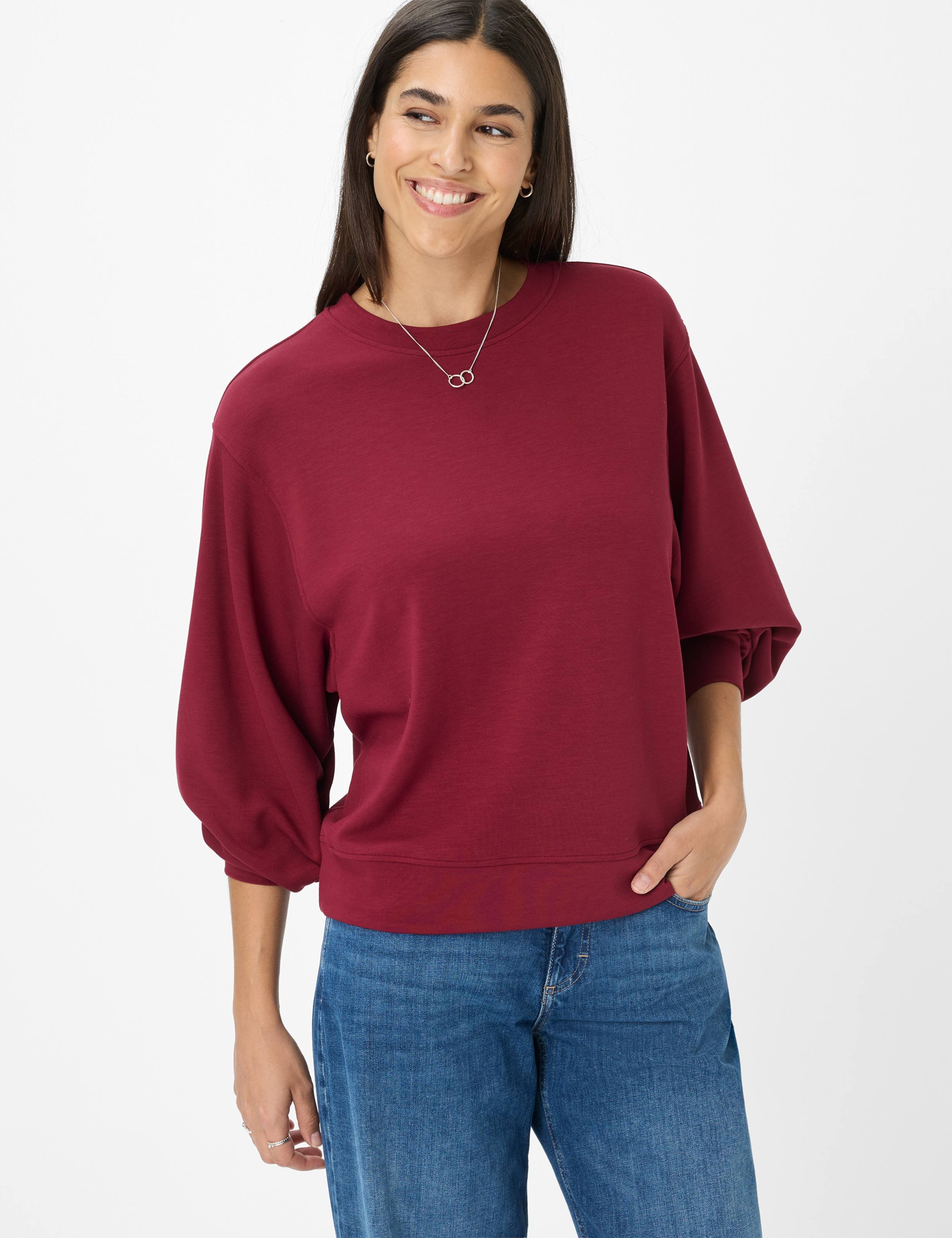 Thumbnail - Brax Damen Sweatshirt Style BECA L mulberry, dunkelrot, Gr. 42