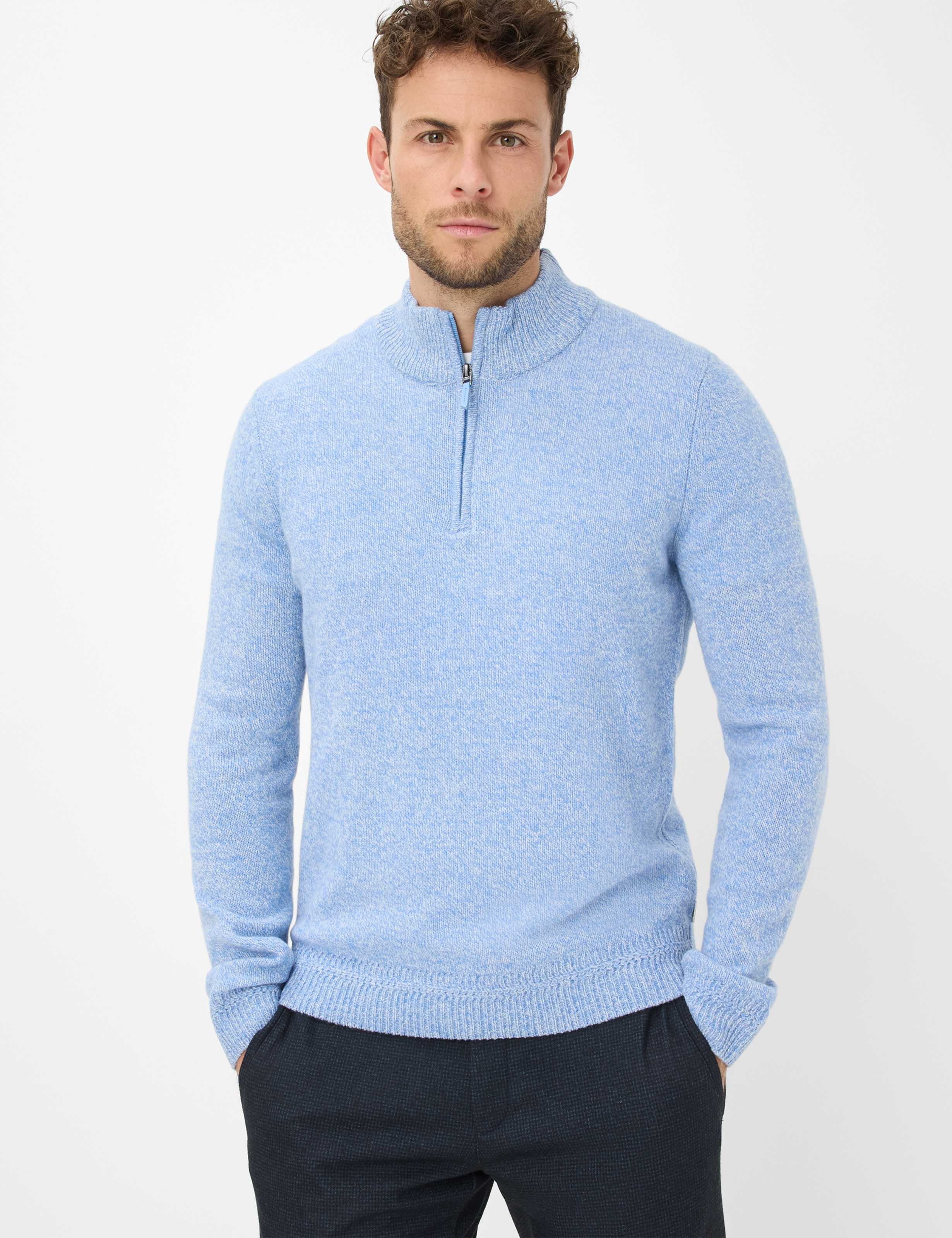 Brax Herren Strickpullover Style STEFFEN heaven, Blau, Gr. XL
